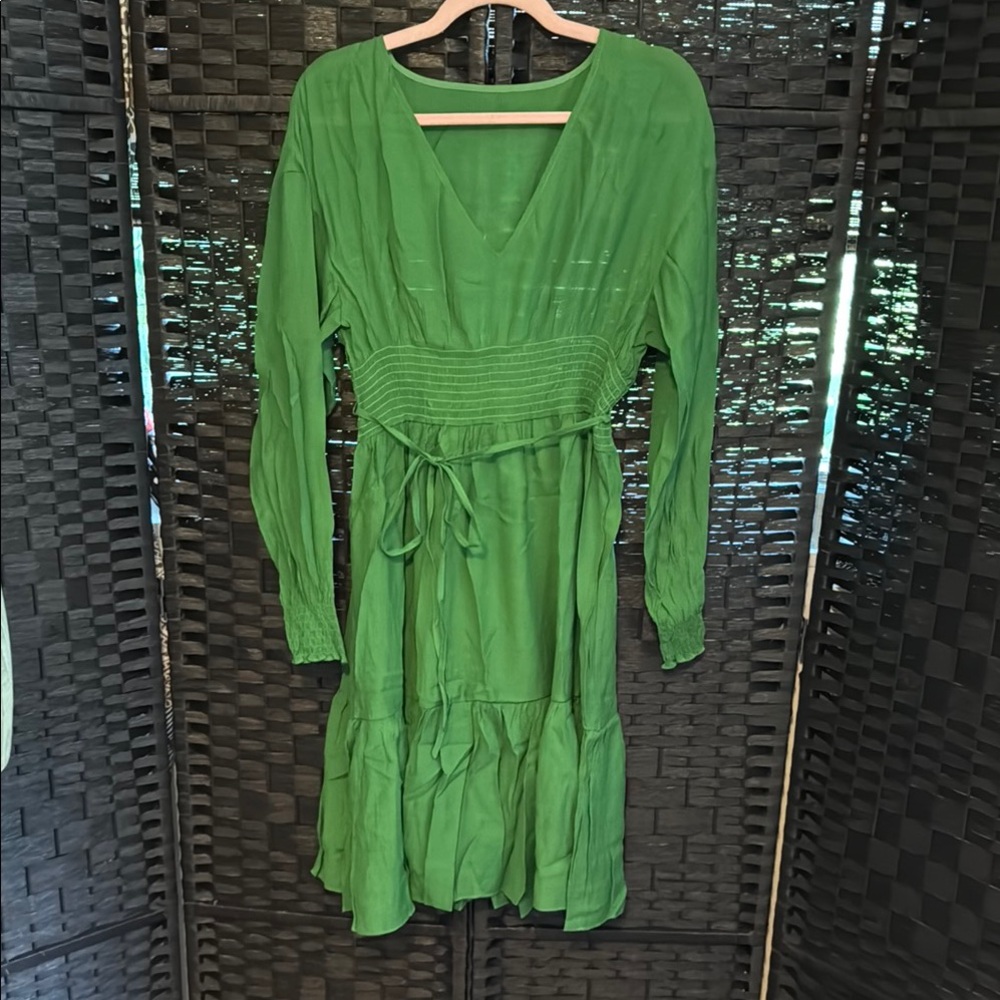 S•Deer Green V-Neck Dress Medium